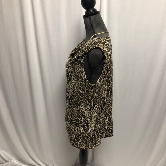 Worthington Top Womens Size XL Brown Animal Print Lined Sleeveless Blouse - Picture 3 of 6